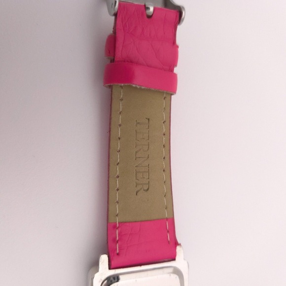 Women's‎ Terner Pink & Silver Toned Bling Wristwatch w/ Adjustable Buckle Band - Picture 8 of 11